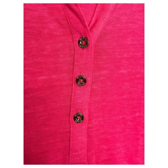 Lilly Pulitzer Shirt Womens Large Linen V Neck Henley Button Lightweight Beach - Picture 4 of 13